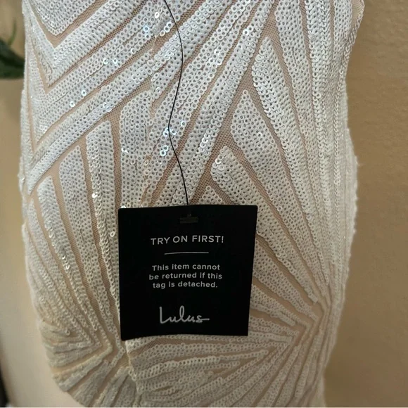 NWT Lulus Lost In Your Eyes White Sequin Bodycon Mini Dress - Picture 5 of 10